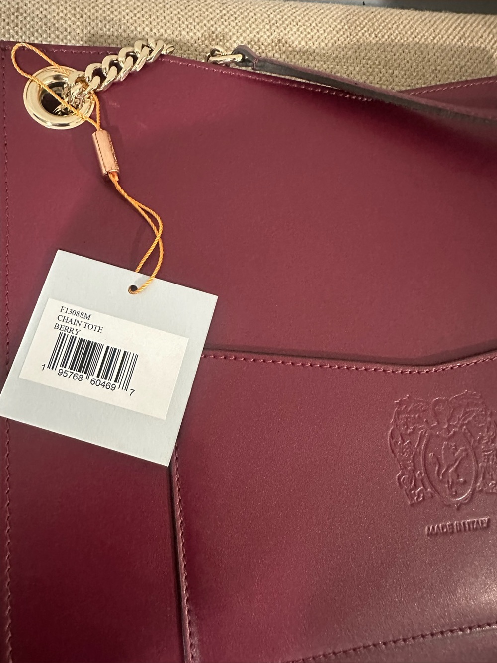 BRUNO MAGLI Leather Chain Expandable Tote Bag - Picture 12 of 16